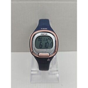 Timex Ironman Transit Womens Digital Watch Blue Rose Gold 100M Water New Battery